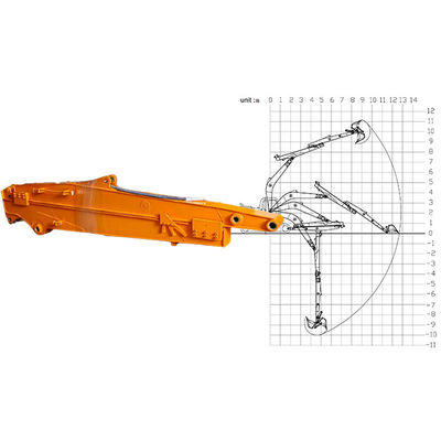 Boom telescopico per escavatore con secchio standard Hitachi Komatsu Giallo Rosso